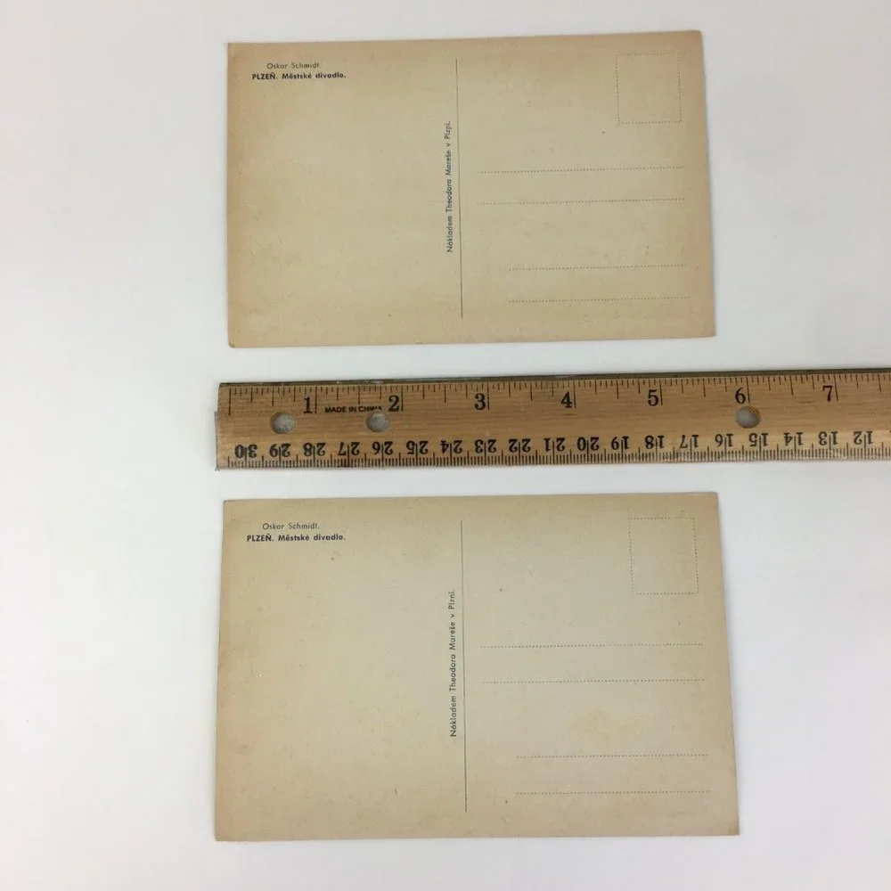 3 Vtg Unused Postcards Oskar Schmidt Plzen Mestske divadlo Winter Christmas READ